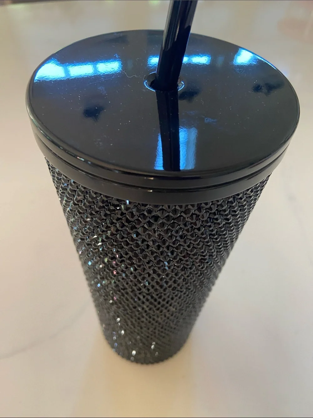 Black Crystal-Embellished Toilet Brush with Gloss Handle